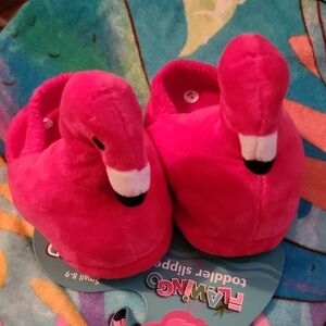 Flamingo Plush Slippers - Pink Toddler Small 8-9 Sling NWT Some Littles Need!
